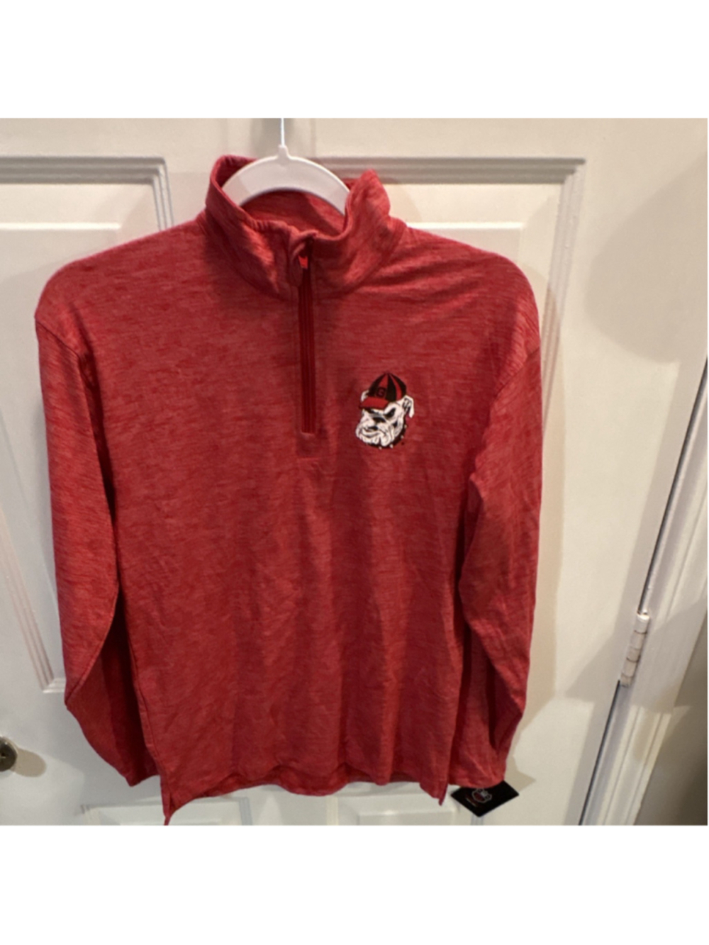 Wes and Willy Georgia Bulldogs Cherry 1/4 Zip Shirt Pullover Size L